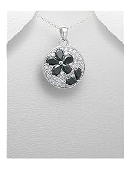 Flower CZ Pendant Necklace In 92.5 Sterling Silver