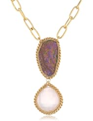 Annie Hammer Jewelry Titanium Coated Druzy and Rose Quartz Necklace, 15"