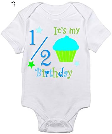 Bambino Apparel's Baby Its My Half Birthday Bodysuit, 6 Months, White