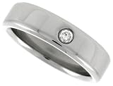 Surgical Steel 1/4 (6mm) Polished Flat Band with Single CZ Stone