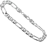 Sterling Silver Italian Figarucci Link Necklace Chain 8mm (5/16 in.) Medium Heavy, Nickel Free