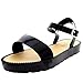 Womens Flatform Buckle Peep Toe Wedge Vacation Festival Strappy Sandals - Black - 8 - 39 - CD0129
