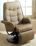 Bone Leatherette Cushion Swivel Recliner By Coaster Furniture