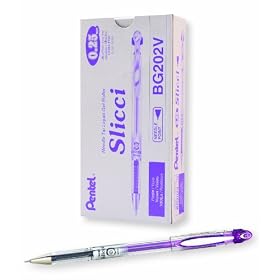 Pentel Arts Slicci 0.25 mm Extra Fine Gel Pen, Violet Ink, Box of 12 (BG202-V)