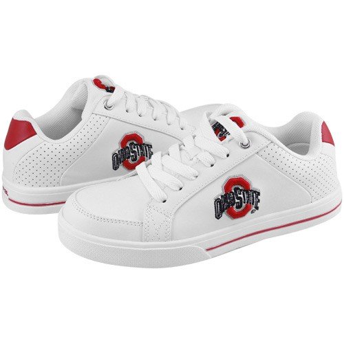 Ohio State Buckeyes Ladies White Team Logo Leather Tennis Shoes (6.5)