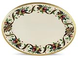 Lenox Holiday Tartan Gold Banded Ivory China 13 Oval Platter