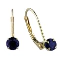 14K 2mm Round Sapphire Leverback Earrings