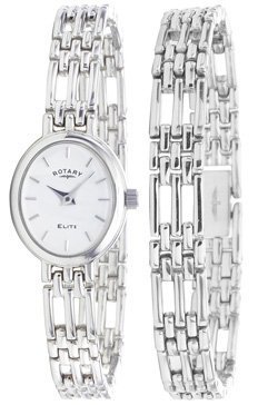 Rotary Elite Sterling Silver Watch & Bracelet Set