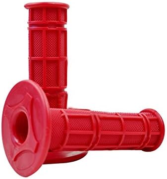 MotoSpec Dirt Bike Handlebar Waffle Grips for Honda, Yamaha, Kawasaki, Suzuki, KTM in Red