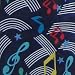Musical Notes Staves Floating on Blue Necktie
