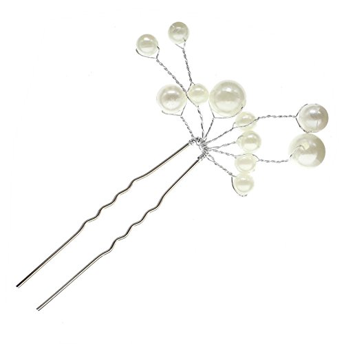 HuntGold 3X Wedding Party Bridal Shake Artificial Beads Hair Comb Claw Hair Hairpin Hair Ornaments Accessory(white)