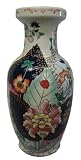 Tobacco Leaf design- hand painted oriental vase, 12