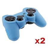 Blue Soft Silicone Skin Case (2 Pack) for Sony PS3 Controller