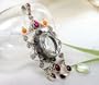 GIGANTIC EXQUISITE Sterling Silver Sapphire, Dazzling Healing Crystal, Ruby, Amber Pendant