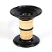 EXP Handmade Broad Rimmed Black Ceramic Candleholder With Natural Bamboo Detail