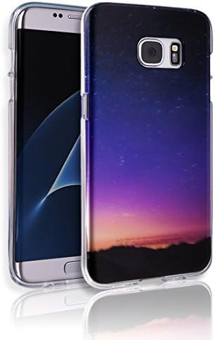 S7Edge Case [Ultra Slim TPU Bumper] [Flexible Gel] [Semi Transparent] [3D UV Coated Print] Colorful Jelly Back Cover S 7 Edge Anti-Scratch Graphic Soft Shell Light Samsung Galaxy S7 Edge (Sunset)