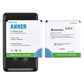 Anker® 2 x 1900mAh Li-ion Batteries for HTC Sensation, Sensation XE, EVO 3D, Mytouch 4G Slide + 1 x Free Travel Charger
