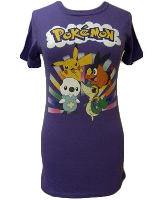 Mighty Fine Pokemon Rainbow Womens S/S Shirt (Large, Purple)