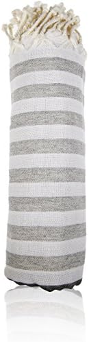 100% Cotton Pestemal (Peshtemal) Turkish Bath Towel - 39.5 X 68" (Grey / Light Grey)