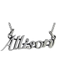 Sterling Silver ALLISON Name Necklace 3/8 inch, 17 inches long