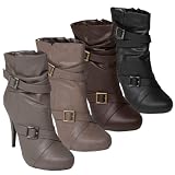 Brinley Womens High Heel Strappy Detail Boot