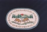 Fighting Stags Deer Bucks Oval Jute Rug