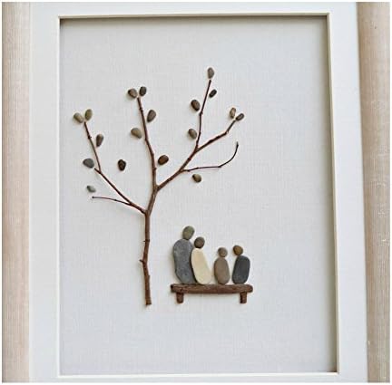 11"x 13.4" Family of four gift, Unique framed 3D wall art, Original new home housewarming, anniversary or birthday gift, Family wall decor