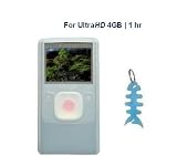 Silicone Skin Case (Clear/White) + Light Blue Fishbone Style Keychain for Flip Ultra HD Video Camcorder 4GB, 1 hour (3rd Generation)