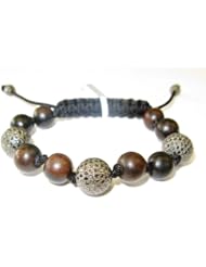 Fashion Sterling Silver 3.56ct Diamond Macrame Beaded Bracelet Jewelry