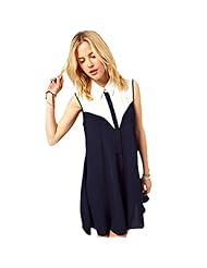 Pleated Sleeveless Polyester Shift  Shirt Mini Dress 
