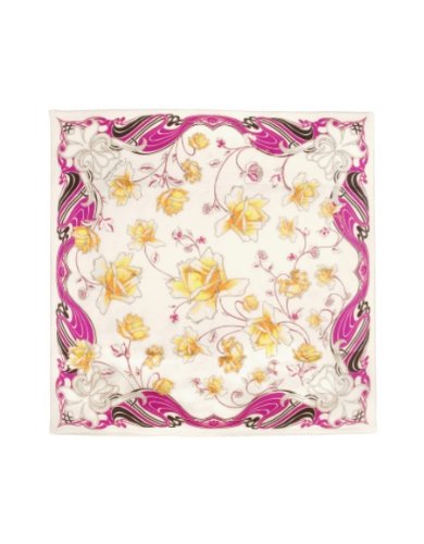 Roberto Cavalli Shimmering Floral Signature Silk Square Scarf White