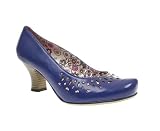 Hush Puppies Womens Ladies Blue Leather EE Fit Mid Heel Court Shoes