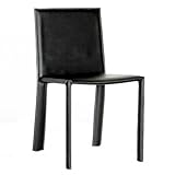 Baxton Studio Leather Dining Chairs, Set of 2, Black