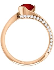18K Rose Gold 6.00mm Round Cut Chatham Created Ruby and Diamond Ring -- LIFETIME WARRANTY