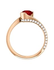 10K Rose Gold 6.00mm Round Cut Chatham Created Ruby and Diamond Ring -- LIFETIME WARRANTY