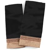 Black Cotton Hand Towel With Gold Braided Cuff, Set Of 2