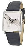 American Kennel Club Men's D1786S015 Siberian Husky Silver-Tone Black Leather Watch