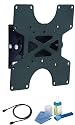 Low profile tilting 55mm wall mount Black Bracket fits 17 19 20 22  23 24 26 27 28 32 inch LCD / LED / Plasma TV of ALL MAKES ALL MODELS  comes with FREE GOLD HDMI CABLE AND SCREEN CLEANING KIT