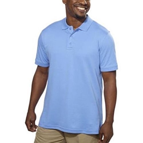Kirkland Signature Men's Egyptian Cotton Short Sleeve Polo Shirt, Blue, Medium