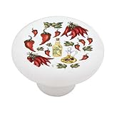 Chilli Peppers and Oil Decorative High Gloss Ceramic Drawer Knob