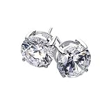 Bling Jewelry NY Fifth Ave Designer Diamond Cubic Zirconia Stud Earrings Sterling Silver SELECT CARAT SIZE!