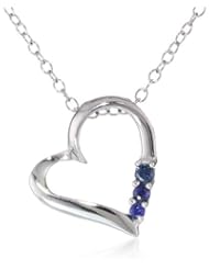 Sterling Silver and Three-Stone Heart Pendant Necklace, 18"