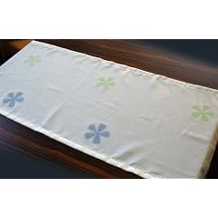 Bestickter Tischl�ufer cremefarbig mit feinem Blumenmuster, ca. 130x40cm