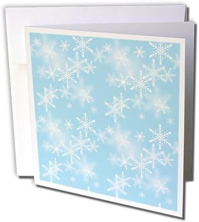 Anne Marie Baugh Snow Flakes - Floating White Snowflakes Against A Light Blue Background - 6 Greeting Cards with envelopes (gc_65567_1)
