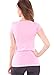 Ladies Prism Pink Plain Short Sleeve T-Shirt Round V-Neck Cotton Spandex