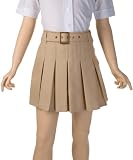 French Toast Pleated Cheerleader Skort with Belt