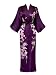 Silk Kimono- Handpainted (Long) - Cherry Blossom Design (Plum)