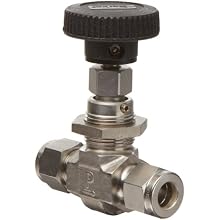 Parker NP6 Series Stainless Steel 316 Needle Valve, Inline, Hand Wheel, PCTFE Tipped Stem, A-Lok Compression Fitting