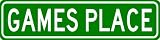GAMES PLACE Sign - Personalized Last Name Sign - Aluminum - 4 x 18 Inches