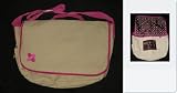 Tan Canvas Messenger Shoulder Bag with brown dot vinyl interior